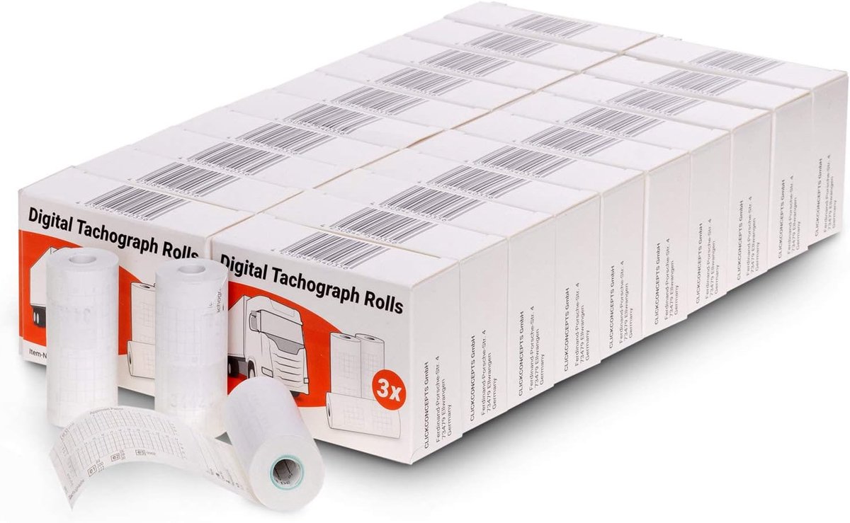 SnelShoppen - Tachograaf Rollen 8m - Thermisch Papier 57/28/7 - Truck Tacho Rollen - Verpakking van 60 Stuks - BPA-vrij - Geschikt voor Digitale Tacho