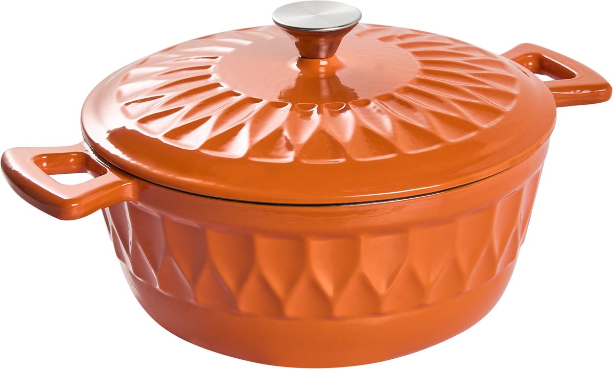 CASTINO - Gietijzeren braadpan - Oranje/Zilver - Gietijzer