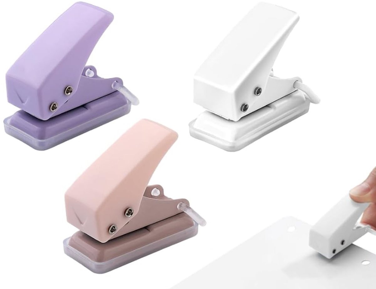 Dailygoods - Mini enkele gaten, 3 stuks draagbare mini-perforator, mini-enkele gaten voor kantoor, draagbare mini enkele gaten, voor kantoorscholen en doe-het-zelfprojecten, doe-het-zelf fotoalbums