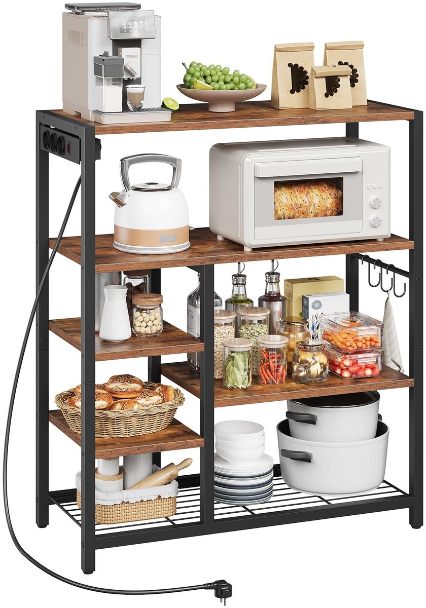 Dailygoods - Keukenrek met Stekkerdoos en 5 Planken voor Organisatie