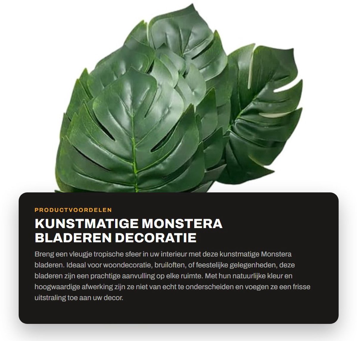 Dailygoods- Monstera Bladeren 10 Stuks - Kunstmatige Palmbladeren - Tropische Decoratie - 