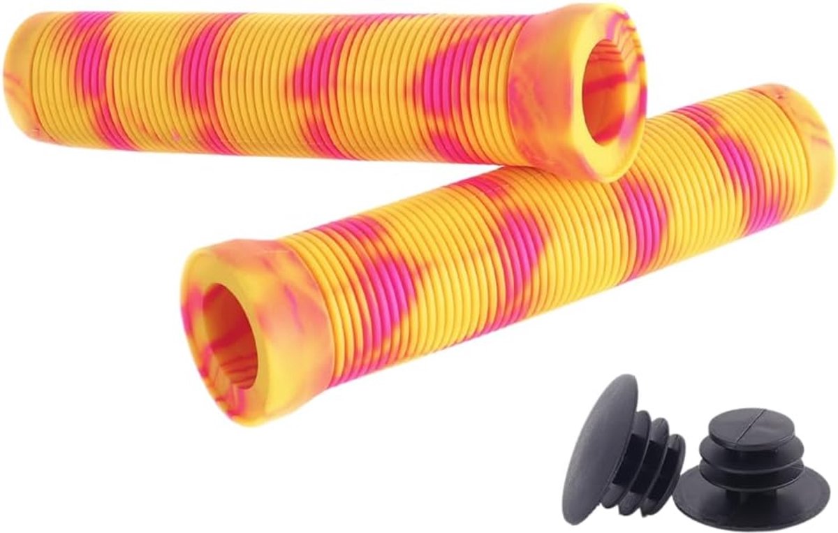 Fietsstuur Grips - Handvatten Rubber - Comfortabel Fietsen - Antislip Ontwerp - 22.2mm Diameter - Geel Roze