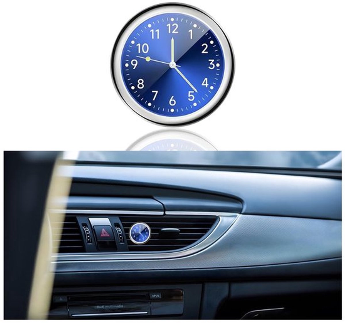 Aladdien - Kwartsklok voor auto - Dashboard klok - Lichtgevende functie - Ronde