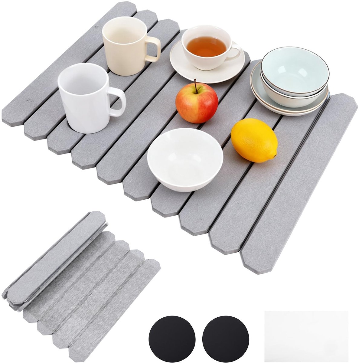 Dailygoods- Afdruipmat Sneldrogend - Afdruiprek - Antislipmat - Keuken - 60 x 40 cm - Lichtgrijs - Droogmat