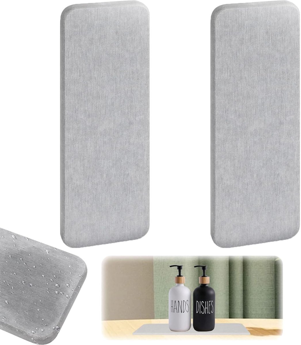 Dailygoods - 2 stuks badmat, sneldrogend, diatomiettapijt, badkamer, 22 x 8 cm, absorptie 