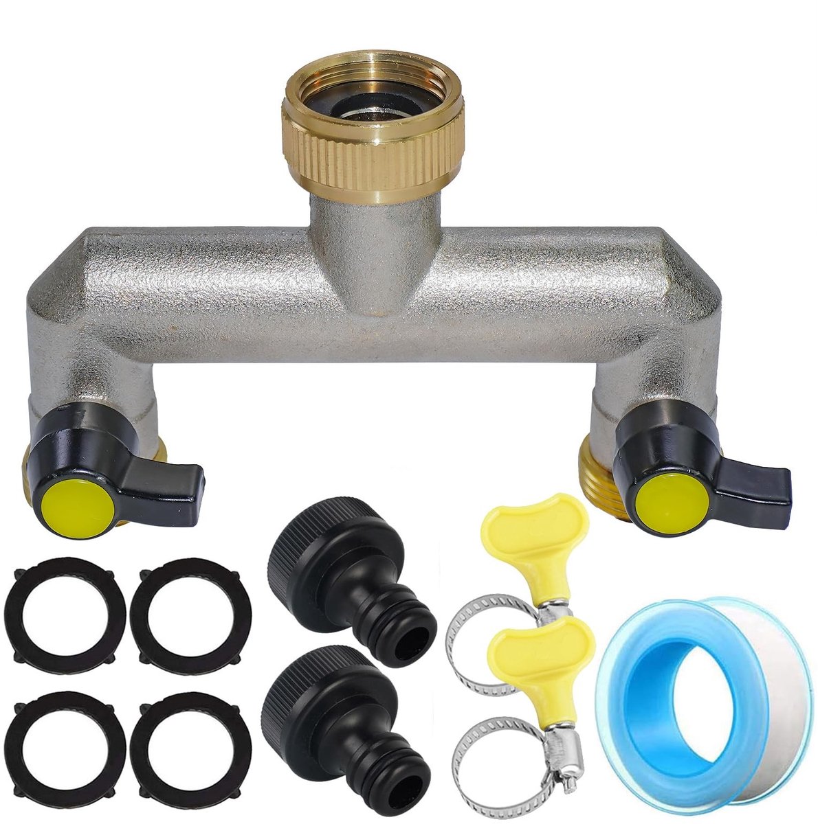 Dailygoods- Slangverdeler 2-weg - Messing Waterverdeler - Tuinslang Koppelingen - Slangconnector - Regelbare Aansluiting - Antisplash Functie - Tuinslang Splitter