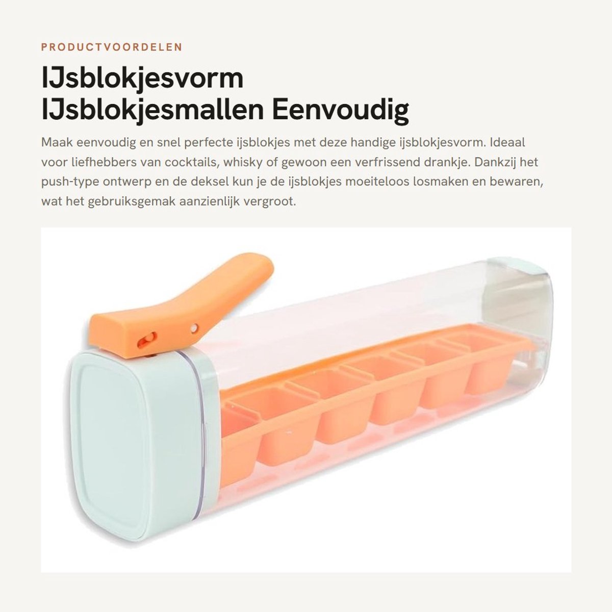 Dailygoods- IJsblokjesvorm met deksel - 6 IJsblokjes - BPA vrij - Siliconen - Afneembare IJsbakjesdispenser - Hygiënisch Ontwerp - Ijsbakje