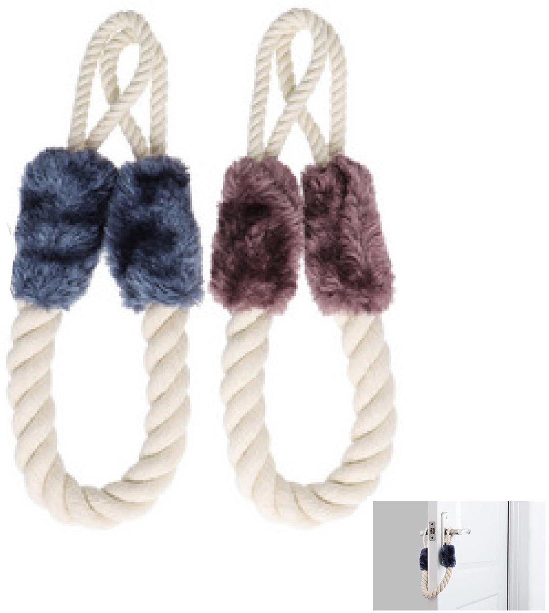 Dailygoods- Deurstopper Antiknelontwerp - Deurkoord - Vingerbescherming - Voor Huisdieren - Veilig Woonaccessoire - Zacht Katoen 60x2,2cm - Deurslot