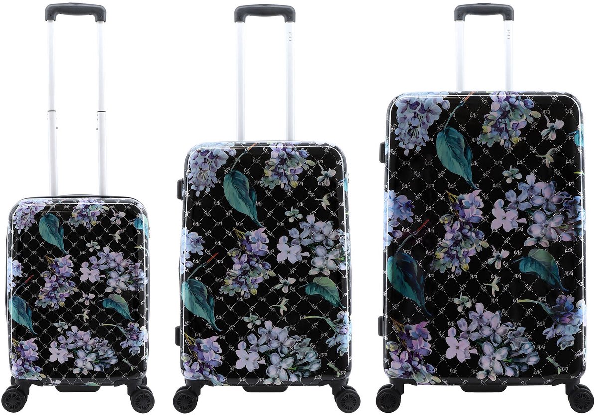 ELLE Floret Harde Kofferset | Reiskofferset - S/M/L - Zwart - EL44HA.01.06 - Zwart / Set