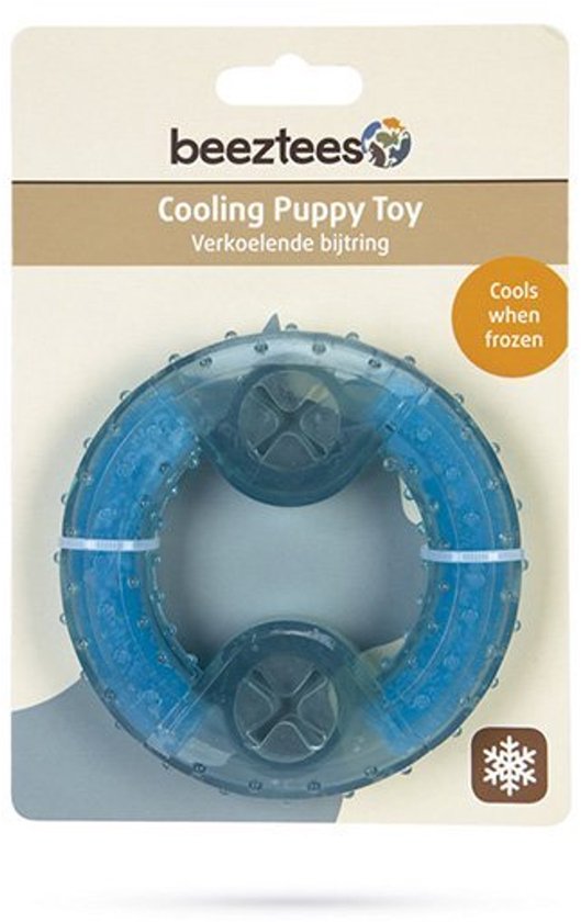 Beeztees Cooling Puppy Toy, verkoelende bijtring, blauw.