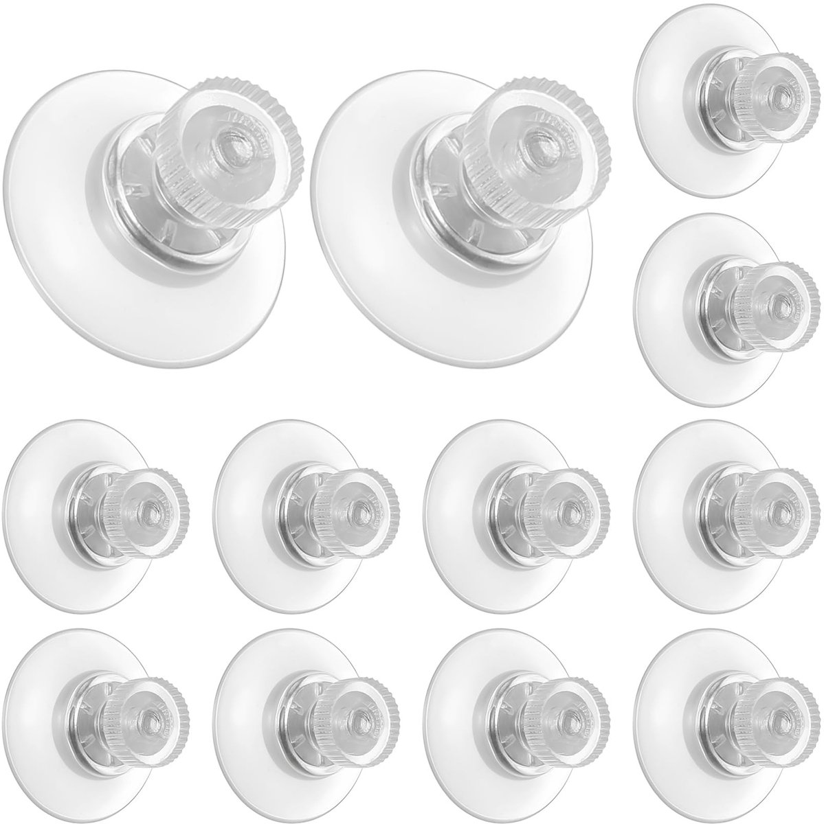 Dailygoods- Zuignappen 12 stuks - Zuignappen met schroefdraad - Diameter 25 mm - Transparant - Geschikt voor gladde oppervlakken - Hoogwaardig pvc-kunststof - Zuignapjes
