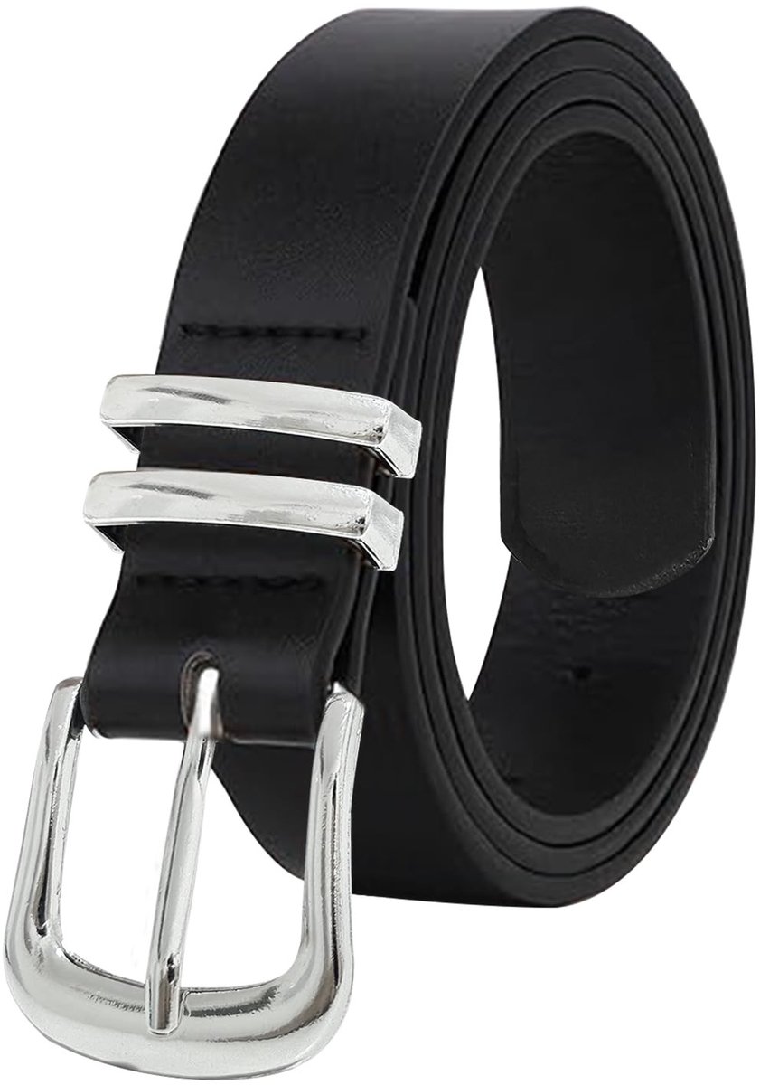 Dailygoods- Lederen Riem - Hoogwaardig Leer - Damesriem met Gesp - Zwart - Taille 63-76cm - Comfortabel en Duurzaam
