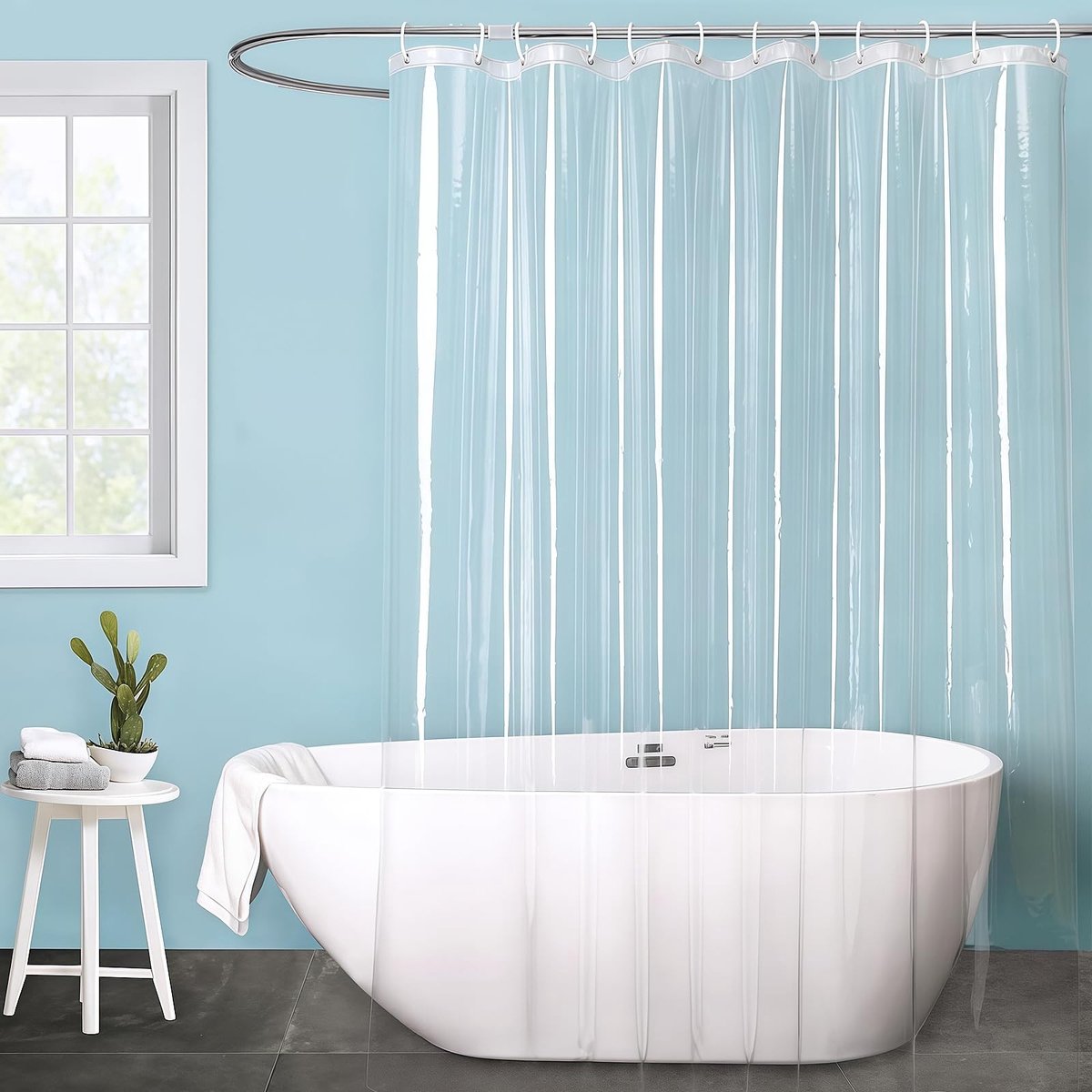 Dailygoods- Douchegordijn 180x200 cm - Schimmelwerend - Waterdicht - Transparant kunststof - 12 Ringen - Voor badkuip - Douchegordijnen