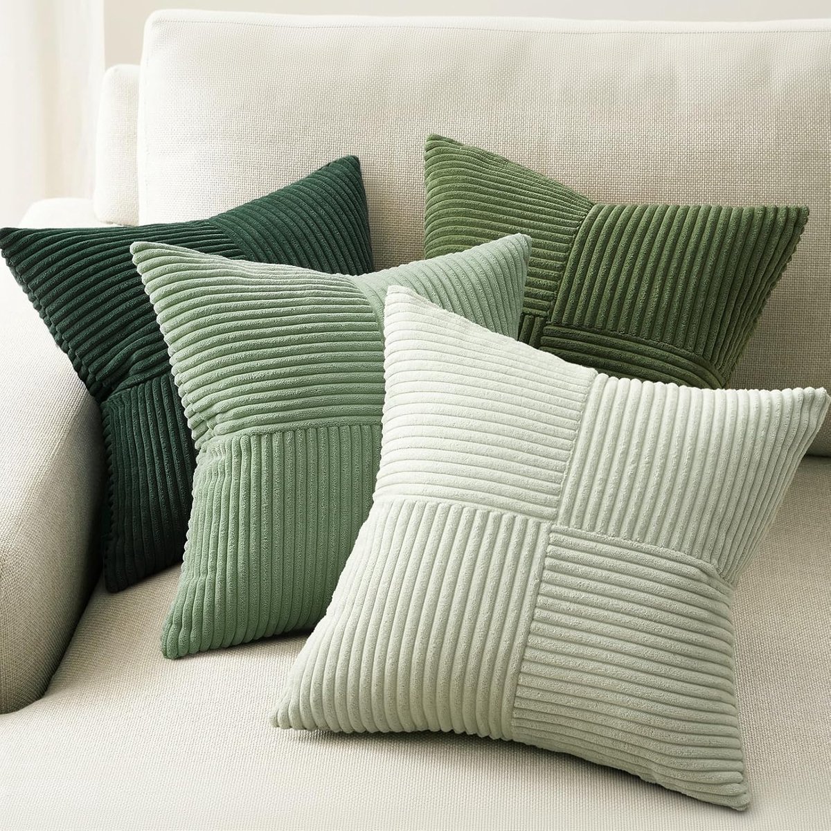 Kussenhoes, 40 x 40 cm, lichtgroen, kleurverloop, windmolen, decoratie voor bank, woonkamer, huis, binnen, 4 stuks, voor kinderkamer, bed, tuin, decoratie, Scandinavisch, duurzaam corduroy