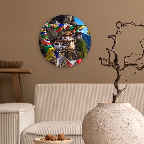 Wall Circle - Wall Circle Indoor - ⌀ 30 cm - Plastique - Bhoutan - Drapeaux - Montagnes
