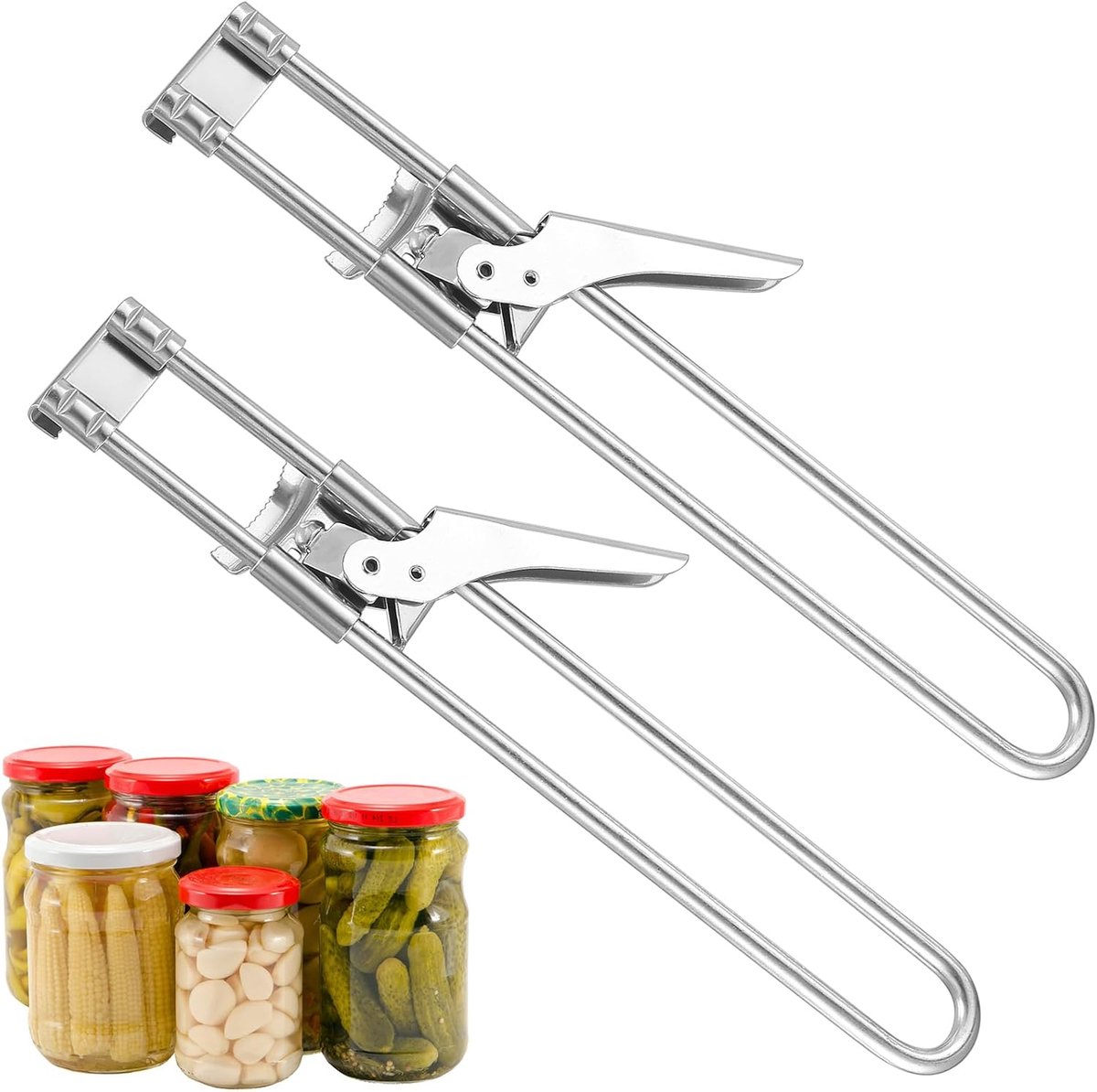 2 stuks handmatige blikopeners, verstelbare blikopeners, gemakkelijk te openen roestvrijstalen potopener, antislip keukengadget flesopener grijper gereedschap voor senioren vrouwen