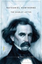 Boekhoes met een schilderij van Nathaniel Hawthorne met de titel 'The Scarlet Letter'.