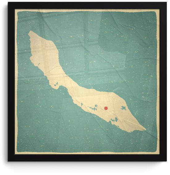Poster in lijst - Fotolijst 40x40 cm - Posters - Een illustratie van een ouderwetse kaart met Curaçao er op - Posterlijst zwart - Decoratie - Wanddecoratie woonkamer - Muurdecoratie slaapkamer