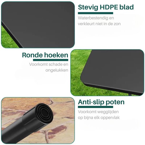 ADSafety Inklapbare Tafel met 2 Tuinbanken - Campingtafel - Picknicktafelset - Klaptafel Buiten - Wit van ADSafety — afbeelding 5