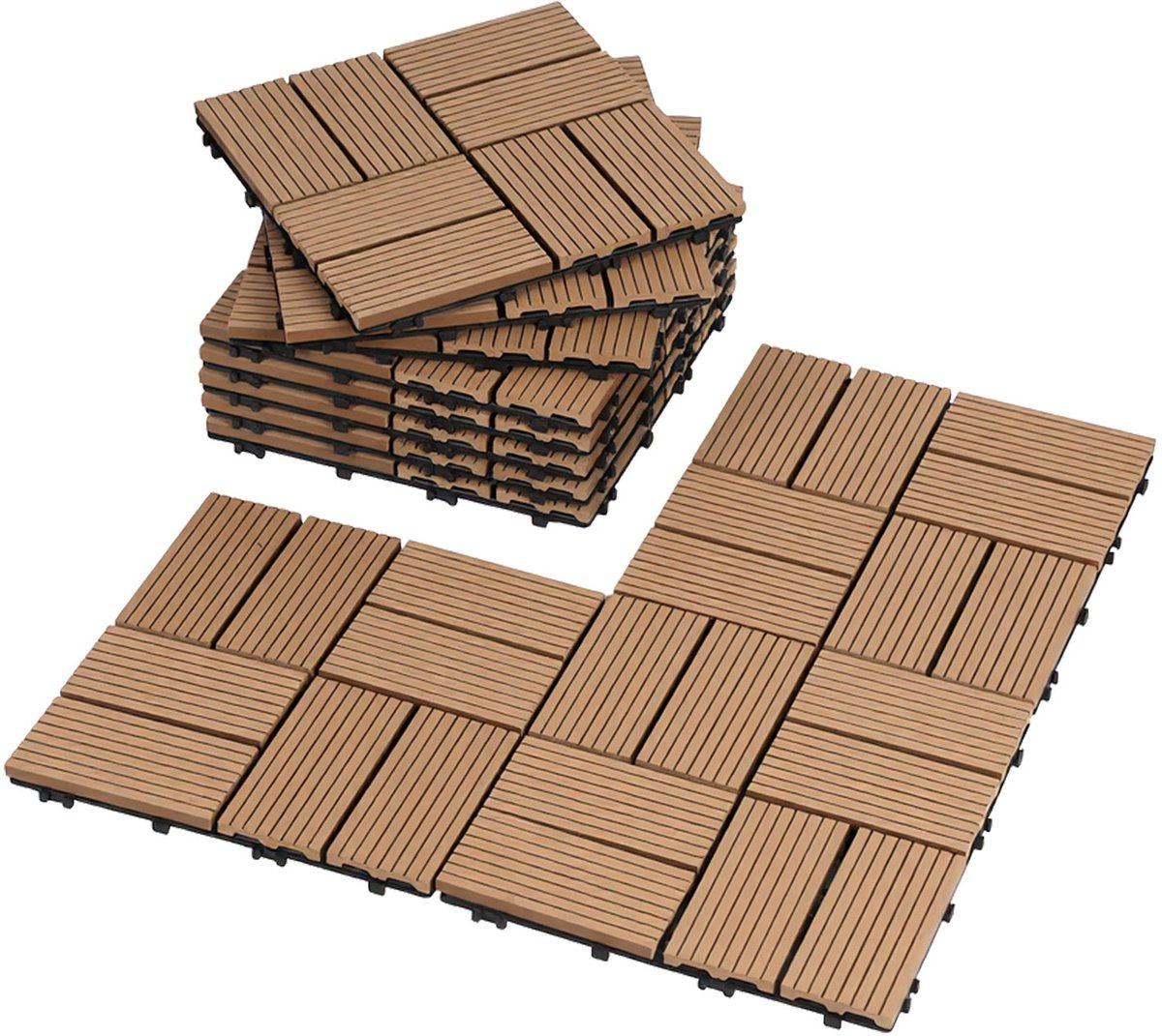 Terrastegels houten tegels 30x30cm 99 stuks Teak Terrastegels houten tegels met kliksysteem voor terras balkon