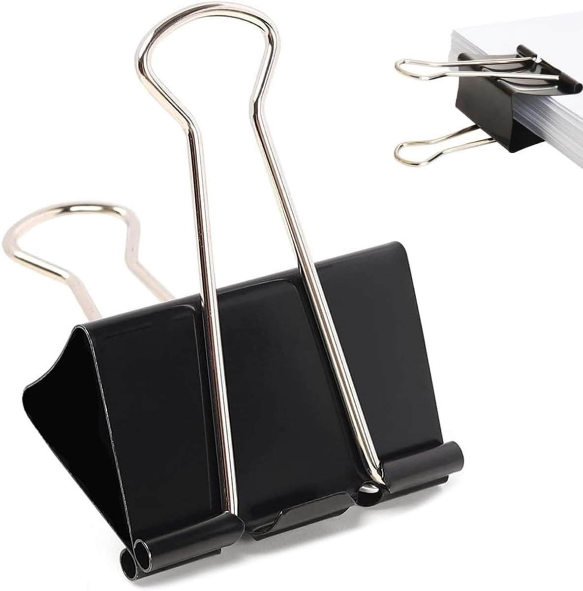 Papier Clips - Klemclips - Documenten Bijeenhouden - Sterk Roestvrij Staal - 32mm 60 Stuks - Zwart
