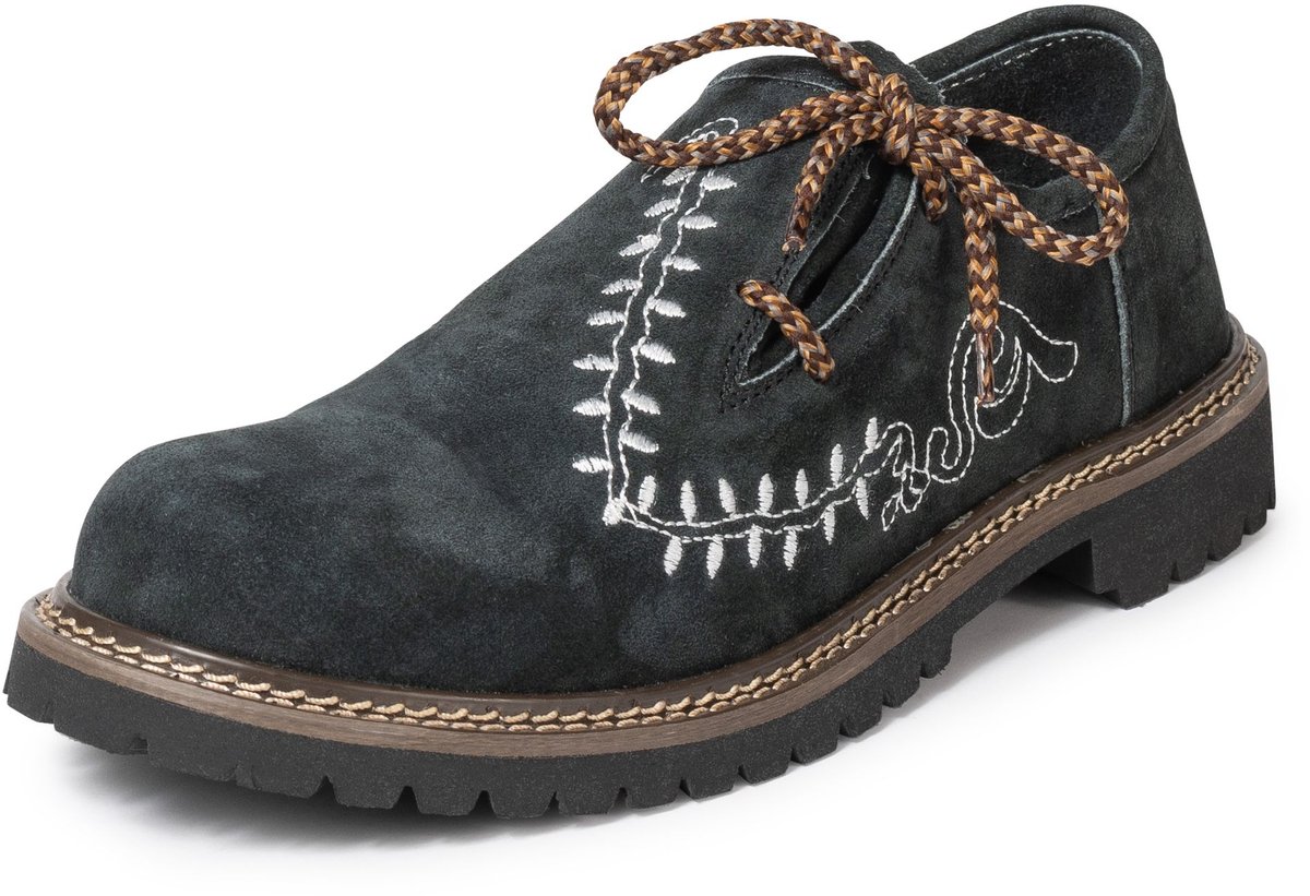 PAULGOS Haferl-schoenen van echt leer met traditioneel borduursel – 4 kleuren, maten 39–47