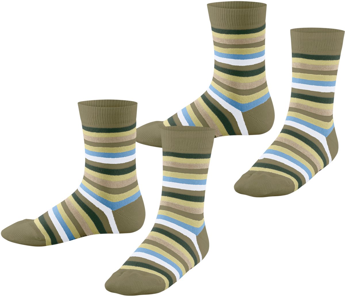 Esprit Happy Stripe 2-Pack slijtvast huidvriendelijk katoen Multipack Sokken kinderen groen - maat 27-30
