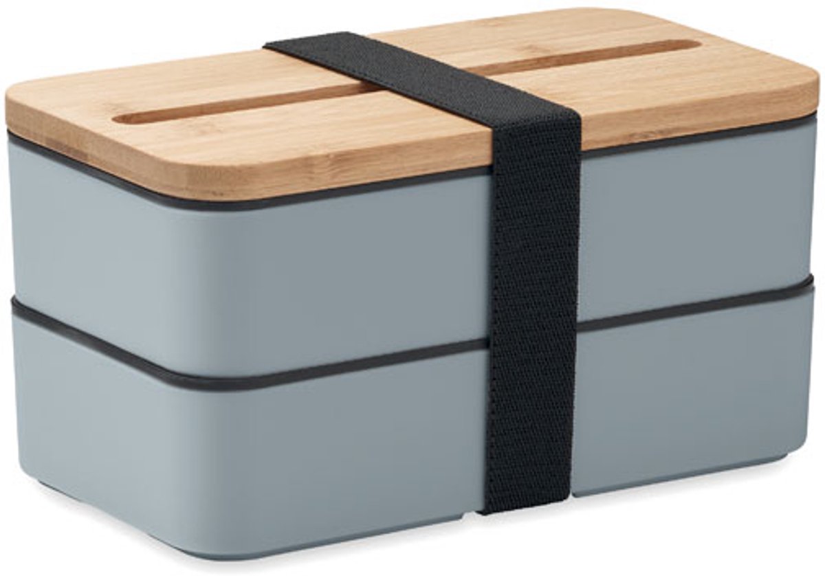 Gerecycled PP lunchbox met twee compartimenten en verwijderbaar tussenschot. Petrol