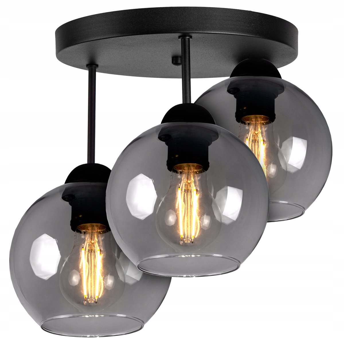 Glazen Hanglamp Zwart/Wit - Loft Stijl - 3xE27 fitting