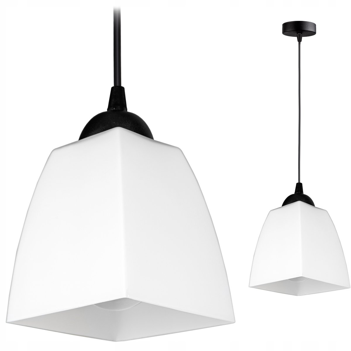 Moderne Glazen Hanglamp Zwart/Wit - E27 Fitting