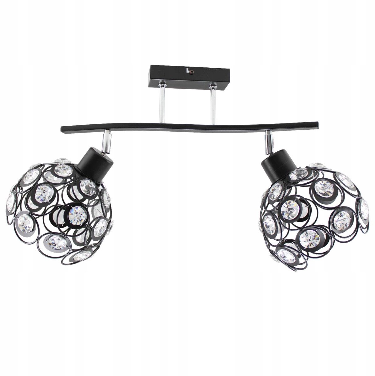 Moderne Zwarte Plafondlamp LUKI 2 met Kristallen, E27