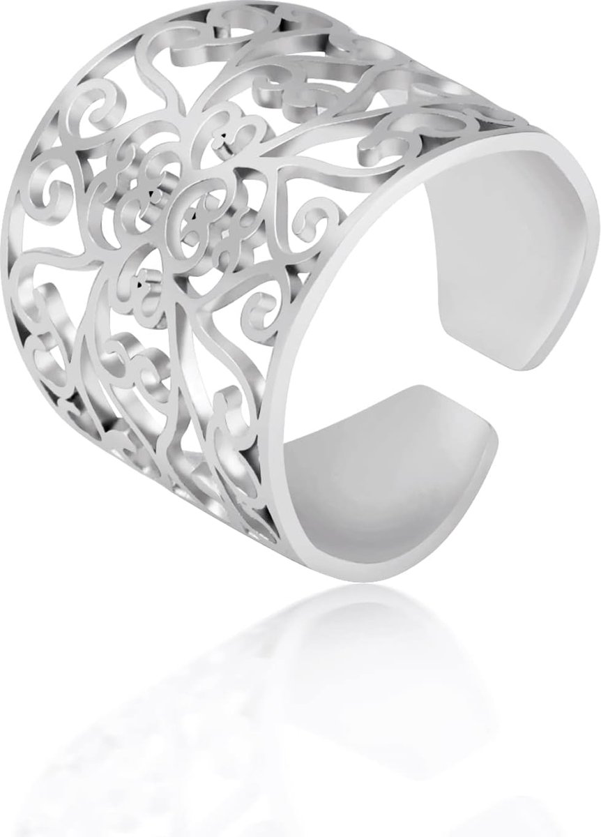 Ierse Keltische knoop ring voor dames, filigraan wijnstok, heilige geometrie, brede verstelbare open ringen, strandsieraden, geschenken voor vrouwen en meisjes
