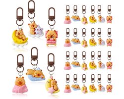 Capybara Sleutelhangers - Schattige Hangers - Tas en Sleutel Decoratie - Set van 30 Unieke Designs