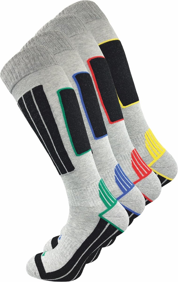 Skisokken voor heren met bekleding (verpakking van 4) 20% warme wol