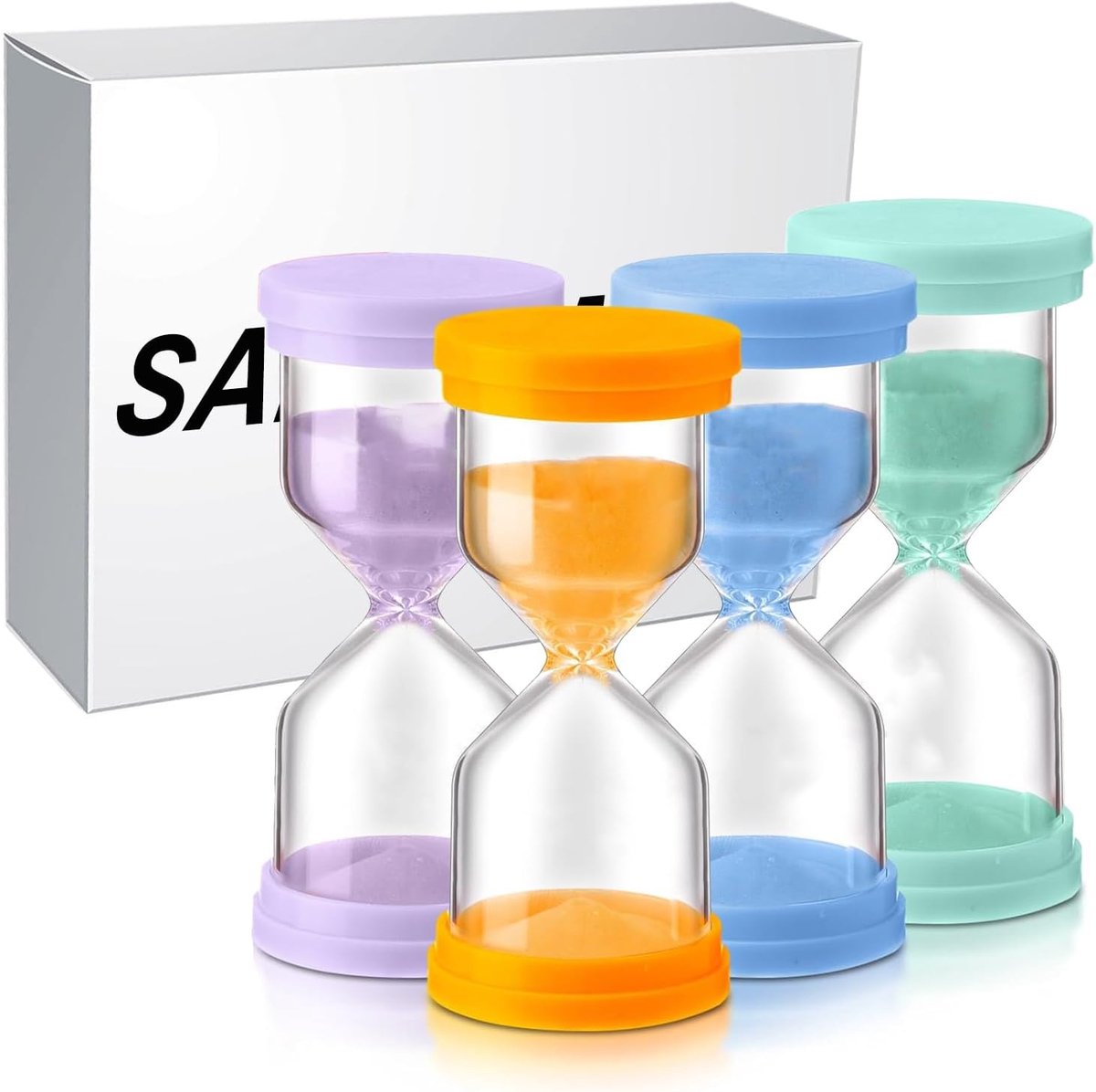 Timer, keukentimer, glazen timer, zandloperset voor kinderen, tandenpoetsklok voor kinderen, tandenpoetsklok, klaslokaal, spelletjes, kantoor, bureau, decoratie, keukenwekker, 3/5/10/30, 4