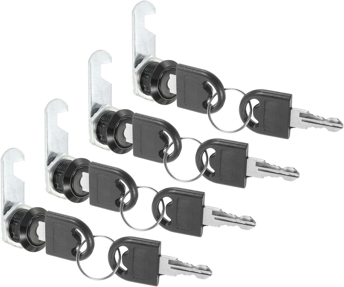 Kastladeslot met sleutels, 4 stuks 5/8 "(16 mm) Gelijksluitend Zinklegering Veiligheidsslot Cilinder Cam voor Deurkast Huishoudelijke Brievenbus Kantoor Zwart
