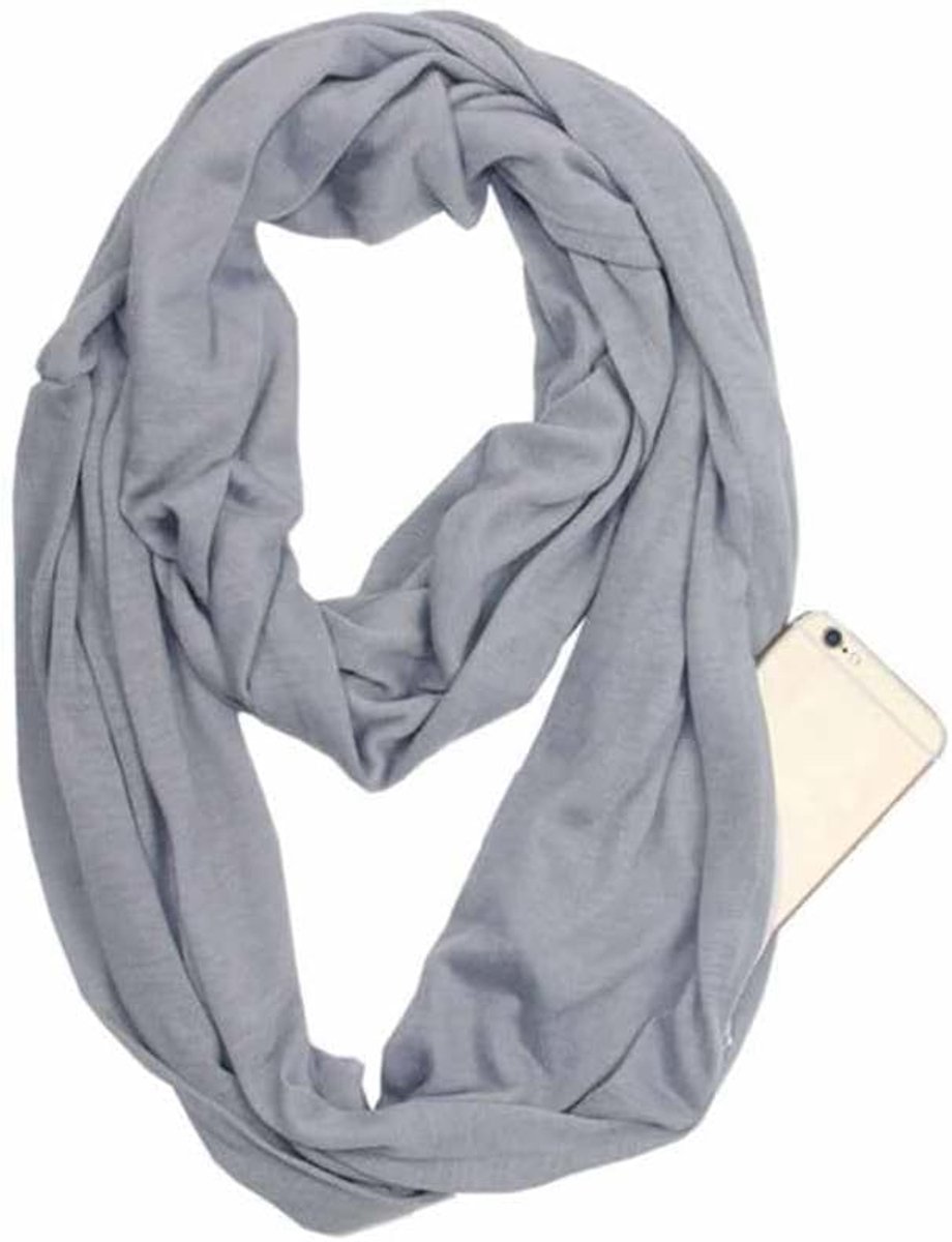 Eenkleurige sjaal met verborgen ritssluiting, lichte reissjaal, Infinity, cirkelsjaal, katoen, bandana's, zachte colsjaal voor dames en meisjes