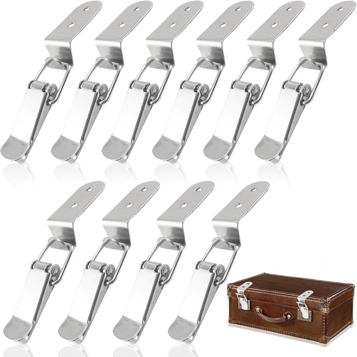 Roestvrij staal, 10 stuks, 72 mm, kistsluiting, spansluiting, klein, hefboomsluiting, kapslot voor koffer, kisten, ramen, gereedschapskist, lade