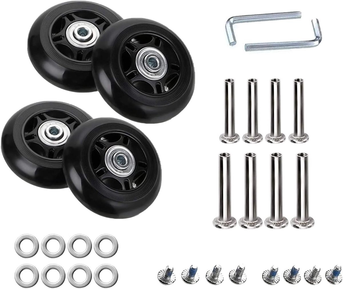 4 stuks 70 mm x 24 mm kofferwielen reservewielen voor koffer bagage trolleys rubberen wielen reserveonderdelen