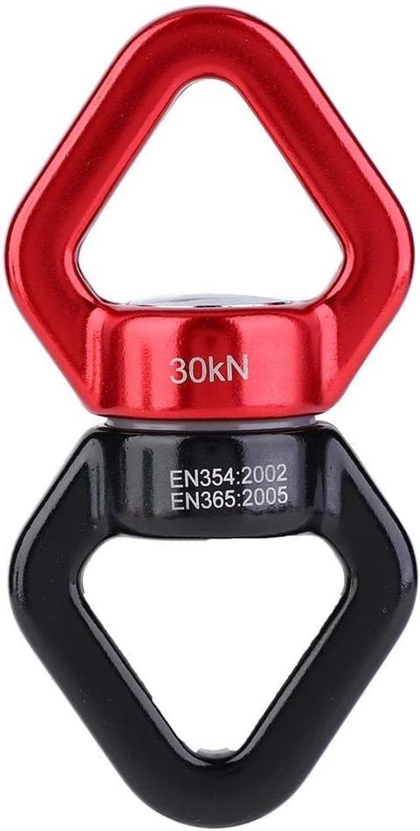 Connector 30KN, Twister draaiwervel, 360 graden draaibaar, outdoor rotatieapparaat, veiligste swing zwenkconnector voor klimmen, yoga, hangmat, aerial dance (rood zwart)