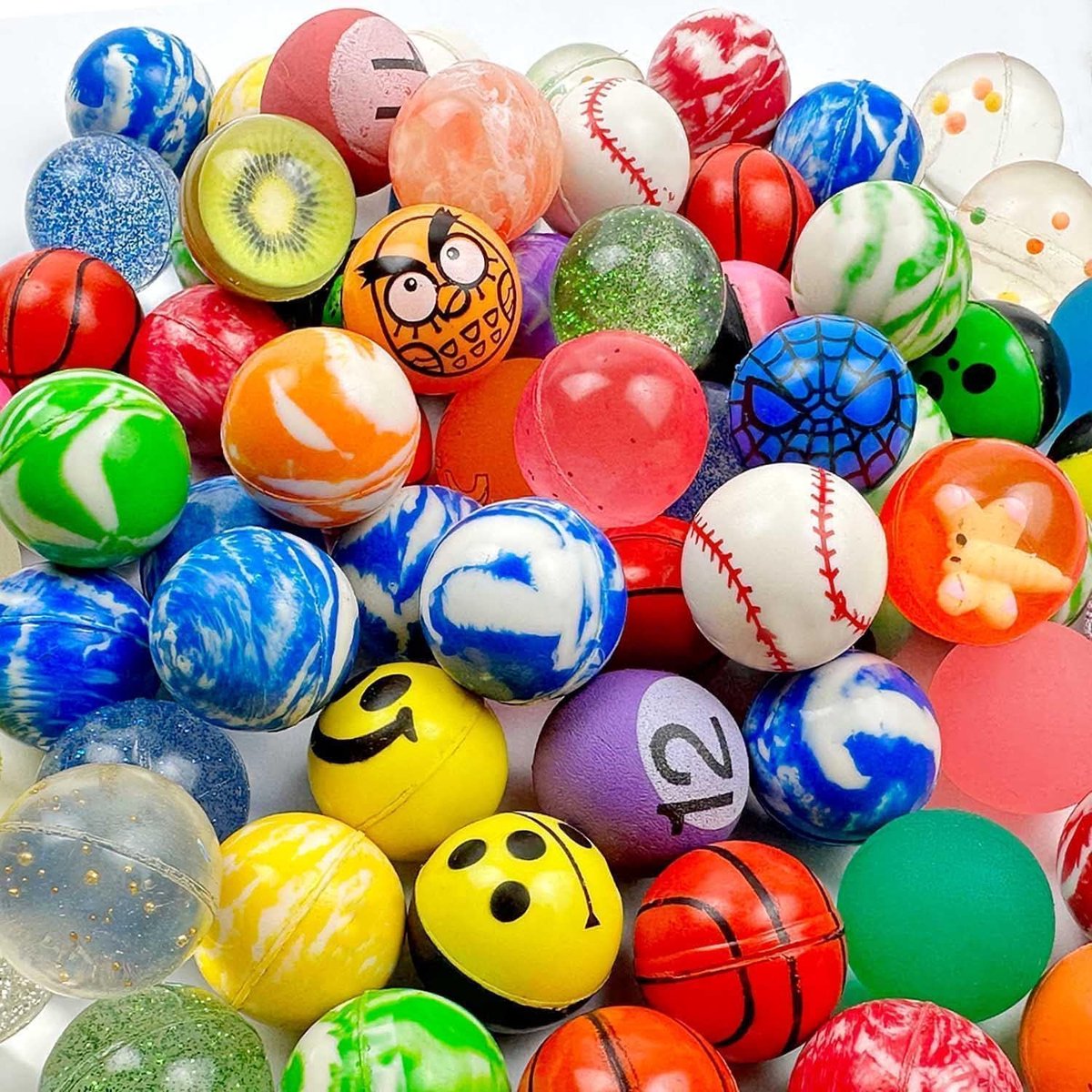 Bal voor kinderen, 100 stuks, springend, 33 mm, springballen, voor kinderen, lichtgevende bal, geschikt voor scholieren en kinderen