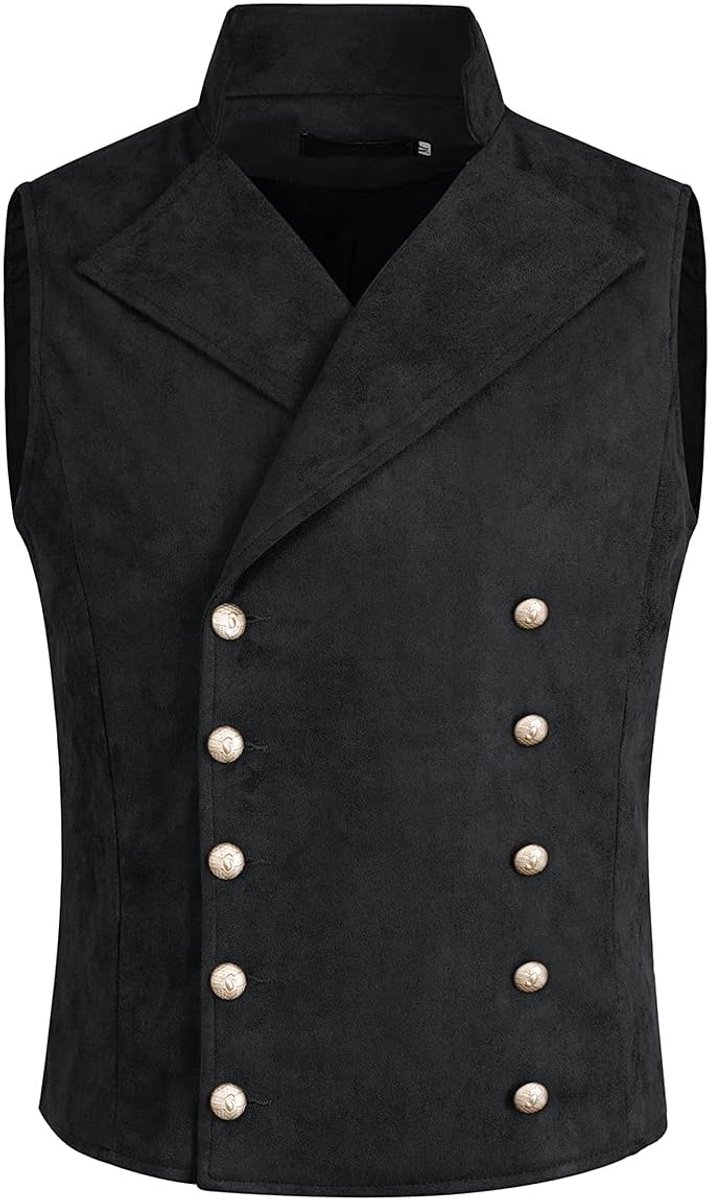 Gothic Vintage herenvest met opstaande kraag kostuumvest dubbele rijen party bruiloft