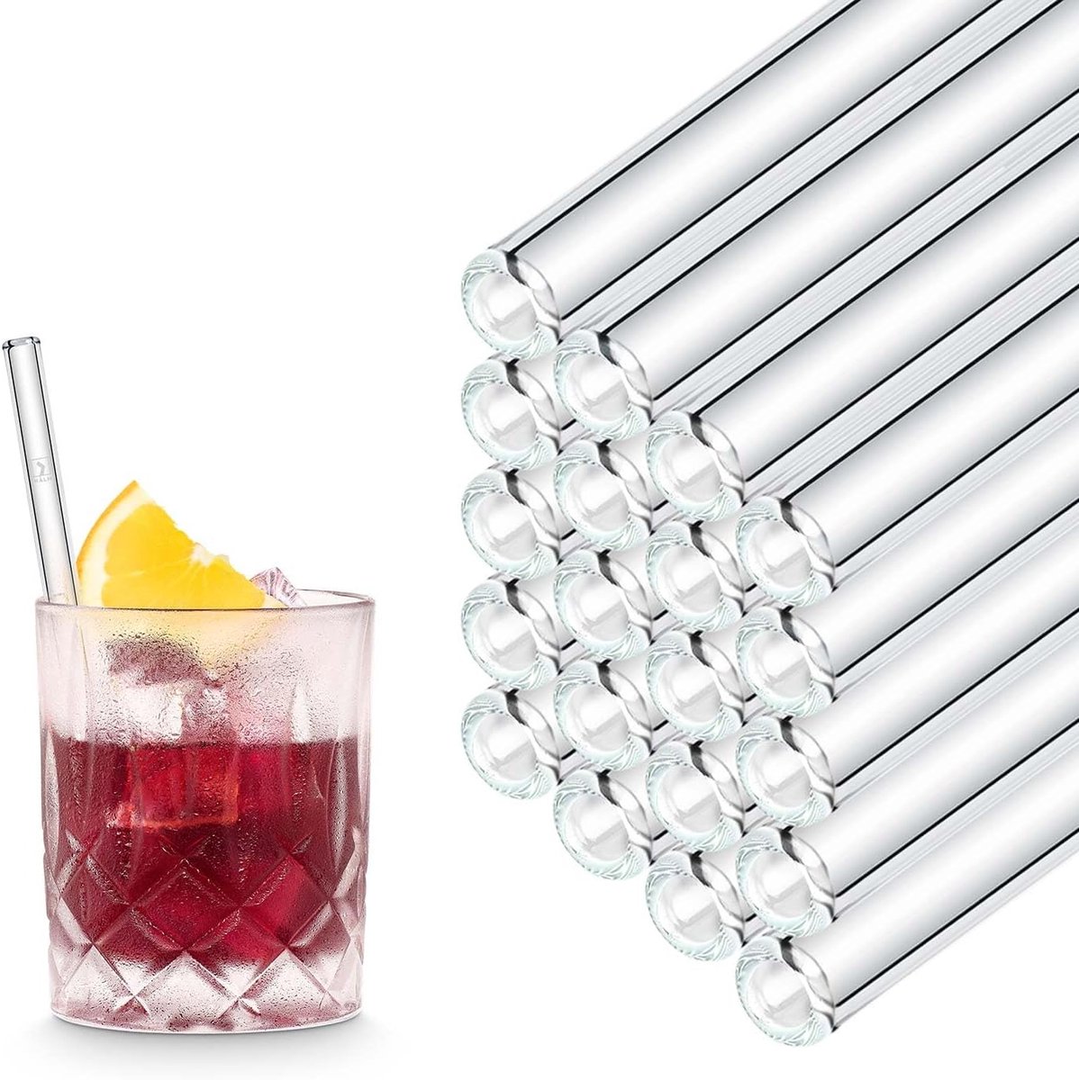 Rietjes, 50 x 6 inch korte dorstblusser, herbruikbare drinkrietjes + plasticvrije reinigingsborstel, vaatwasmachinebestendig, milieuvriendelijk, perfect voor feestjes, tumblers, cocktails