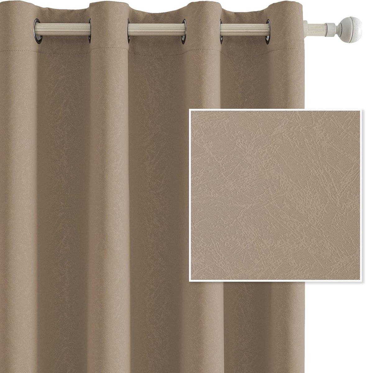 Set Van 2 Thermische Verduisterende Gordijnen, 140x225 CM, Warmte-Isolerende Gordijnen, Geschikt Voor Woonkamer Slaapkamer, Modern Design Met Oogjes, Licht Curry