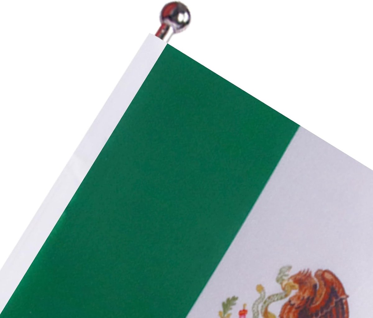 Tafelvlag Mexico 22x15 cm Tafelvlag Mexicaans Satijn Metalen Voet | Binnengebruik bureauvlag gestikte afwerking met verstevigde randen met mast