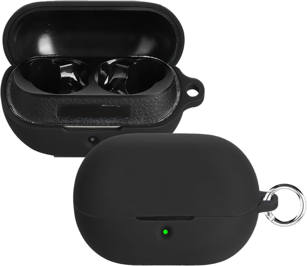 Beschermhoesje voor SoundPEATS H3, siliconen hoes met karabijnhaak, ultradun, valbescherming, rondom bescherming, draagbare beschermhoes voor SoundPEATS H3, zwart