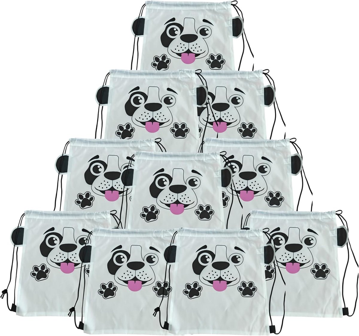 Kinderrugzakken voor dieren met koord van polyester (41 x 34 cm), herbruikbare stoffen tassen voor verjaardagen, snacks, sport en schooldetails