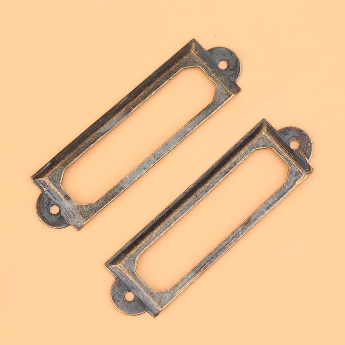20 stuks metalen labelhouders, feniksbeeld van messing, hoge hardheid, goede glans, metalen frame, etiket, naamplaatje, meubels, lade, borden, notitieblok, accessoires, groen, brons, naamgreep