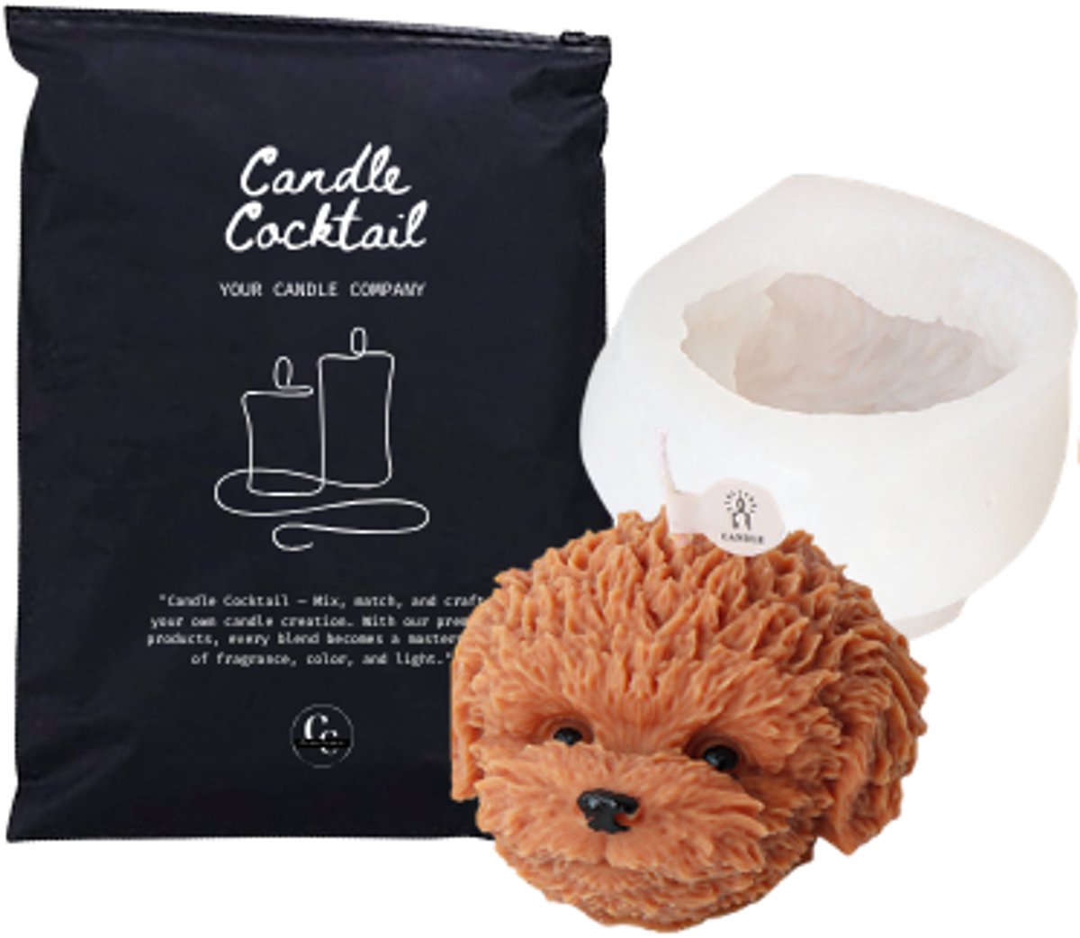 Teddy Hond Siliconen Mal #311 | 9 x 6,5 cm | Candle Cocktail® | 3D Gietmal | Kaarsenmal | Kaarsen Maken | Chocolade Mal | Zeepmal | Resin & Epoxy | Gips & Jesmonite | Flexibel | Herbruikbaar | Makkelijk Lossen | Inclusief Dustbag | DIY