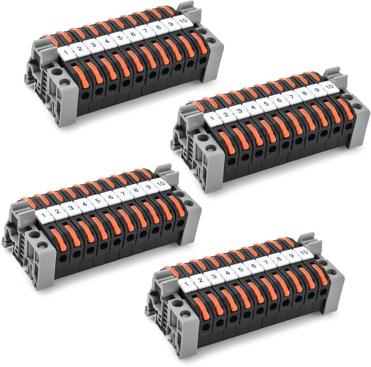 Klemmenblokset, 40-delig, voor DIN-rail, zwarte schroefklemmen voor knutselprojecten, snelle bedrading